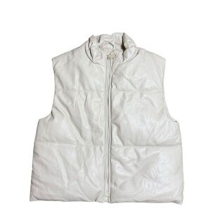 Zara| Kids Faux Leather Puffer Vest – Size 9-10 Years- Cream